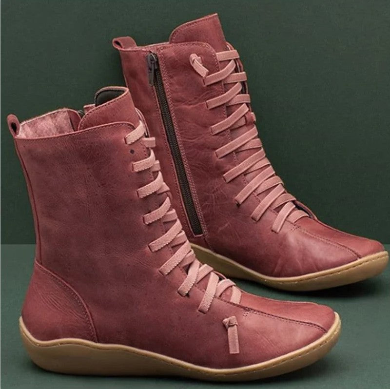 Damen nan knöchelhohe Schnür-Boots mit seitlichem Reißverschluss, elastischen Schnürschlaufen und flexibler Gummilaufsohle Echo Archiv