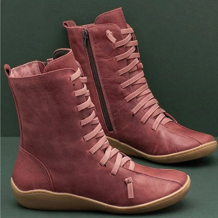 Damen nan knöchelhohe Schnür-Boots mit seitlichem Reißverschluss, elastischen Schnürschlaufen und flexibler Gummilaufsohle Echo Archiv