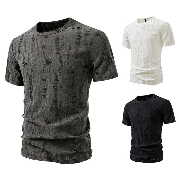 Herren lässiges T-Shirt mit strukturiertem Design und Rundhalsausschnitt Echoarchiv