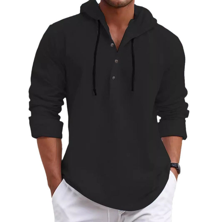 Herren Kapuzenpullover mit Knopfleiste und atmungsaktivem Stoff Echoarchiv