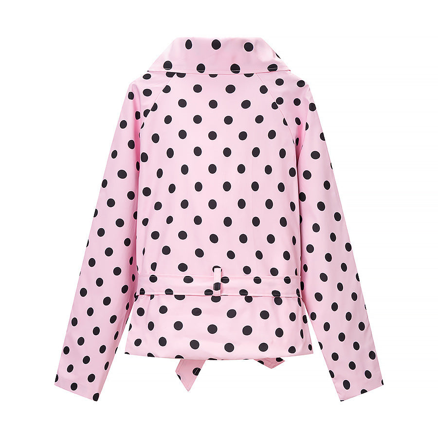 Damen Gepunkteter Trenchcoat-Style mit Bindegürtel und Ballonärmeln Echo Archiv