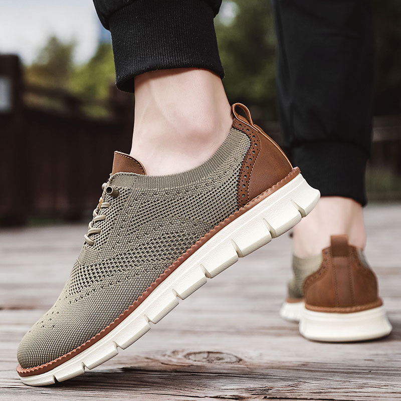 Herren nan gestrickter Business-Casual Schnürer mit Wingtip-Zierlochung und flexibler EVA-Sohle Echo Archiv
