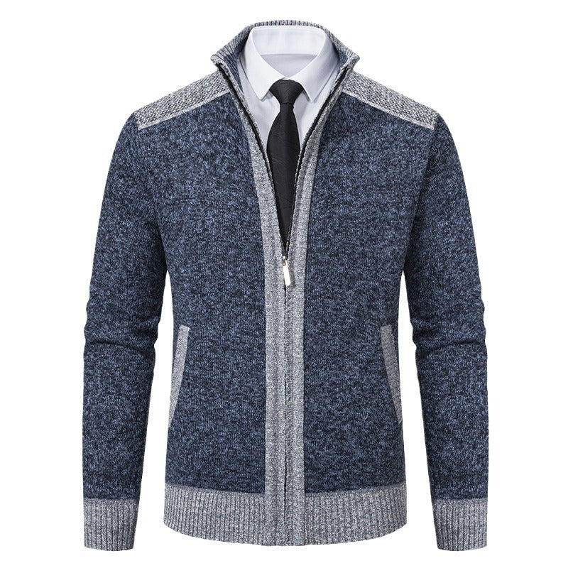 Herren elegante Strickjacke mit modernem Reißverschluss und hohem Kragen Echoarchiv