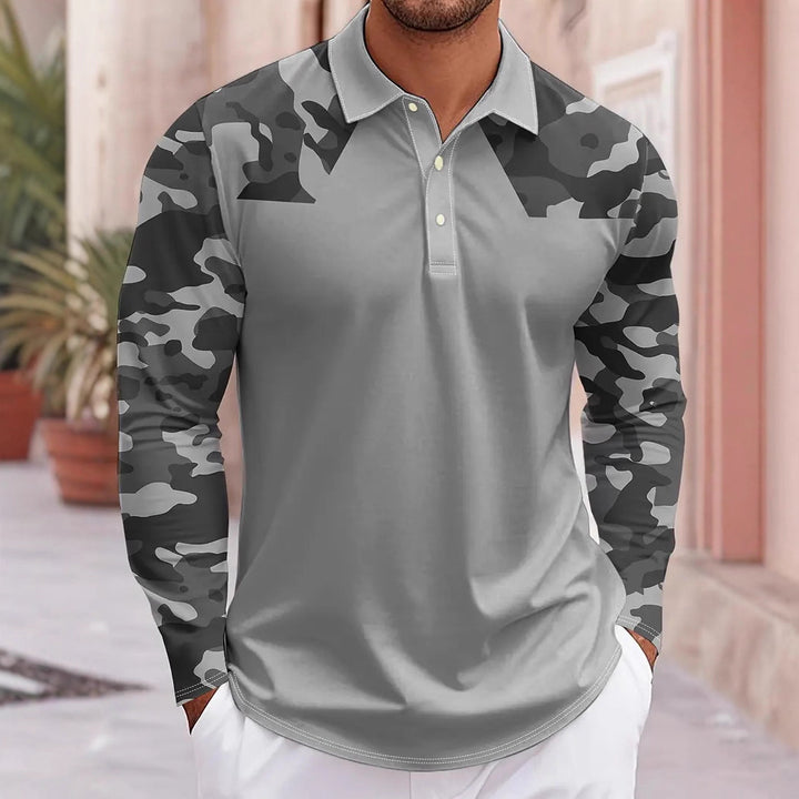 Herren Polo-Shirt mit Camouflage-Ärmeln Echoarchiv