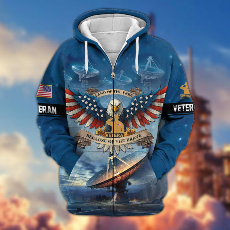 Herren Kapuzensweater mit amerikanischem Veteranenmotiv Echoarchiv
