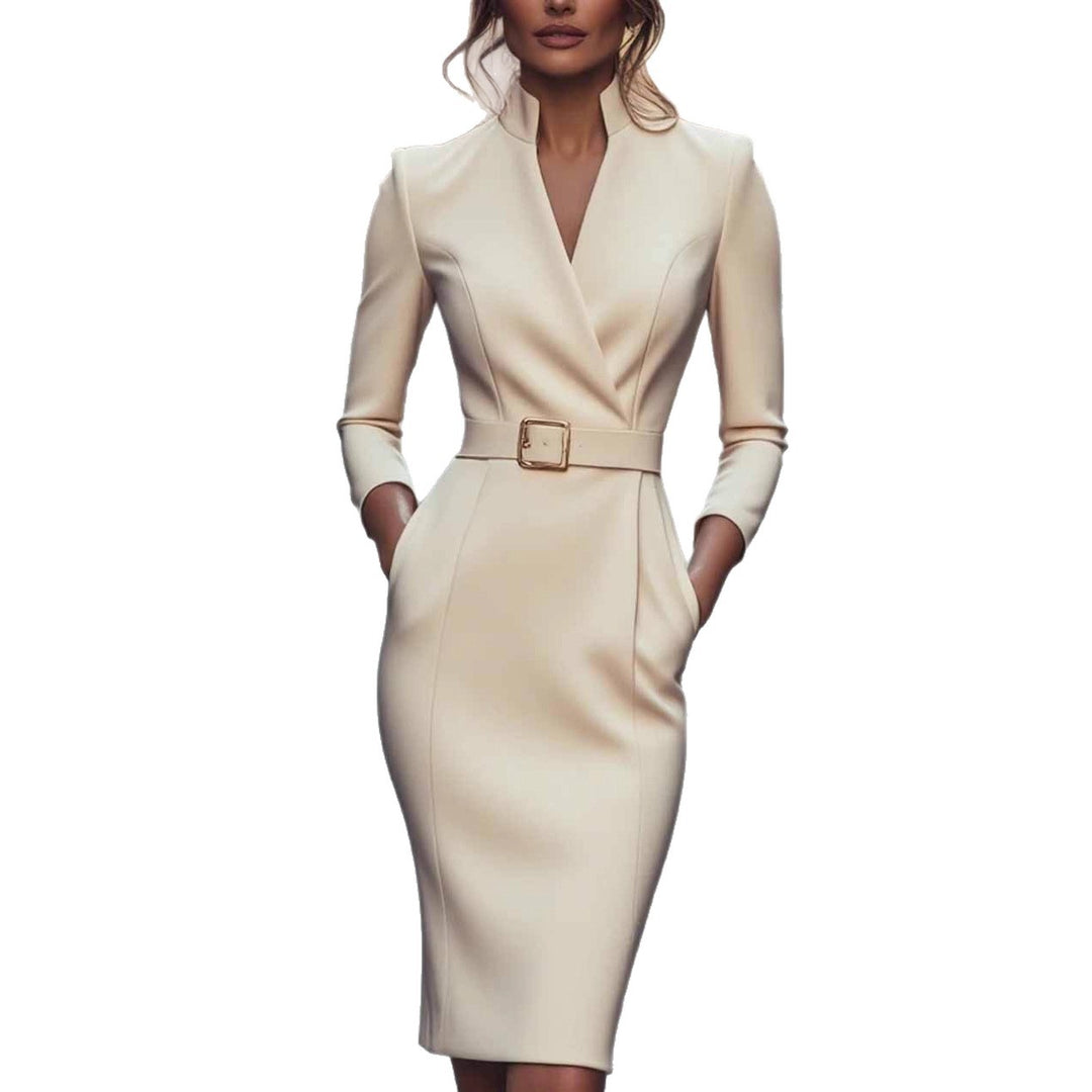 Damen elegantes Wickelkleid mit figurbetonter Silhouette und Gürtel Echo Archiv