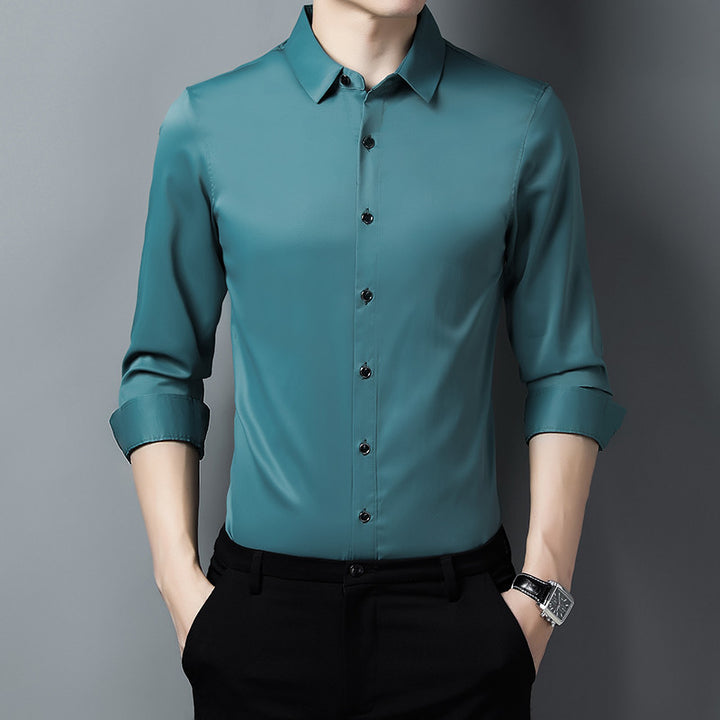 Herren Elegantes Langarmhemd aus hochwertigem Satin Echoarchiv