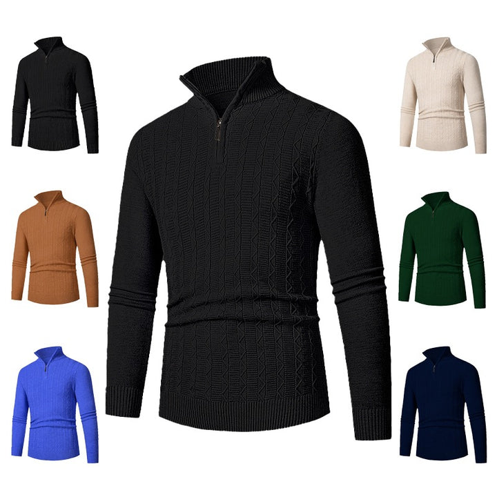 Herren modischer Strickpullover mit hochschließendem Reißverschluss und strukturiertem Design Echoarchiv