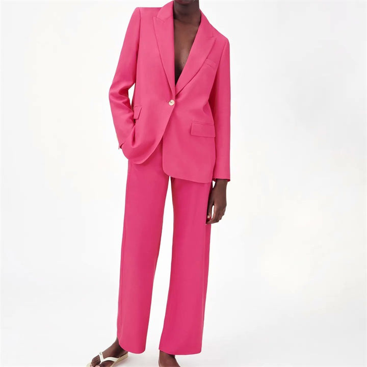 Damen Zweiteiliges Anzug-Set mit Oversized-Blazer und hochtaillierter Weitbein-Hose Echoarchiv
