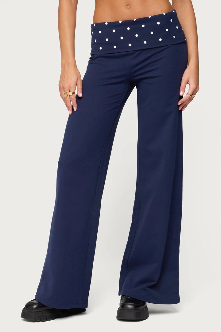 Damen weite Freizeit-Hose mit elastischem Bund und Pünktchenmuster Echo Archiv