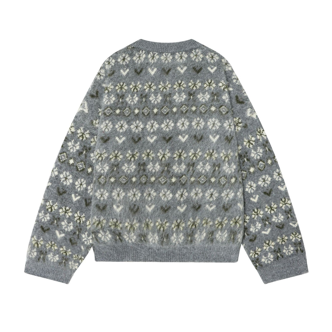 Damen nan gemusterter Norwegerpullover aus weichem Strickgarn mit Rundhalsausschnitt Echo Archiv