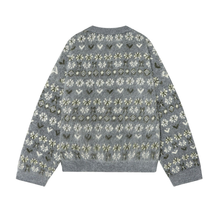Damen nan gemusterter Norwegerpullover aus weichem Strickgarn mit Rundhalsausschnitt Echo Archiv