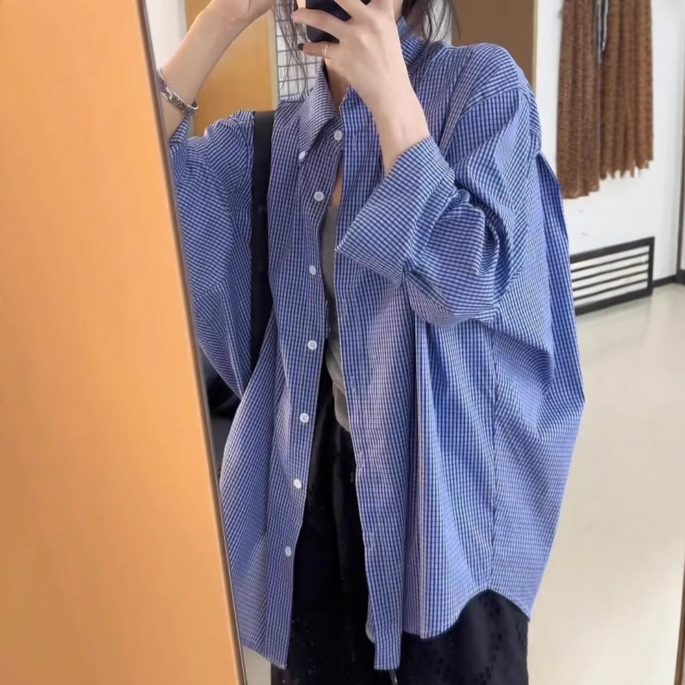 Damen Oversize-Hemd mit Vichy-Karo, weitem Fall und durchgehender Knopfleiste Echoarchiv