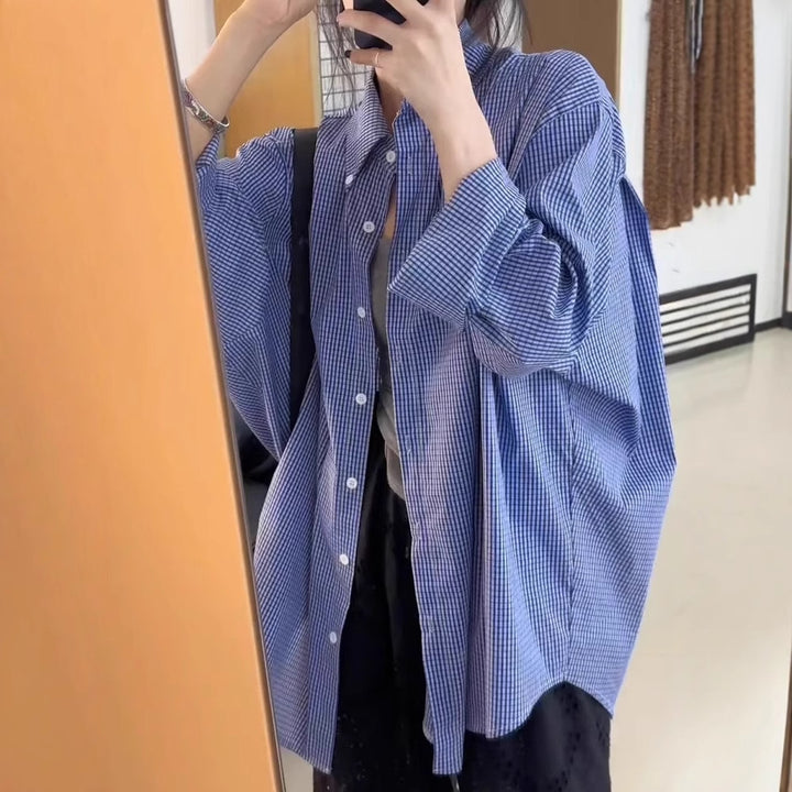 Damen Oversize-Hemd mit Vichy-Karo, weitem Fall und durchgehender Knopfleiste Echoarchiv