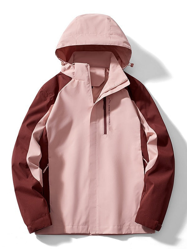 Damen Leichte zweifarbige Softshelljacke mit Kapuze, atmungsaktivem Meshfutter und Brustreißverschluss – Célinea