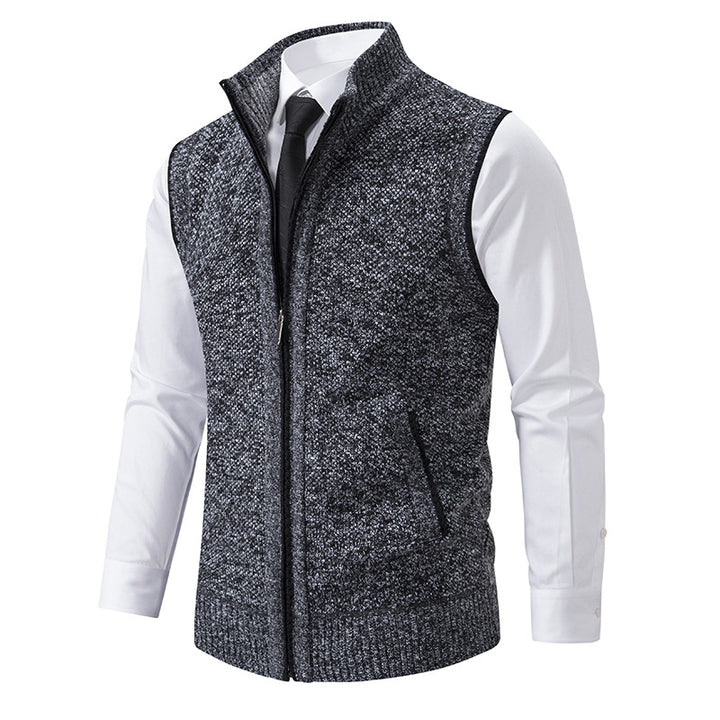 Herren nan elegante Strickweste mit Stehkragen und verdecktem Reißverschluss Echo Archiv