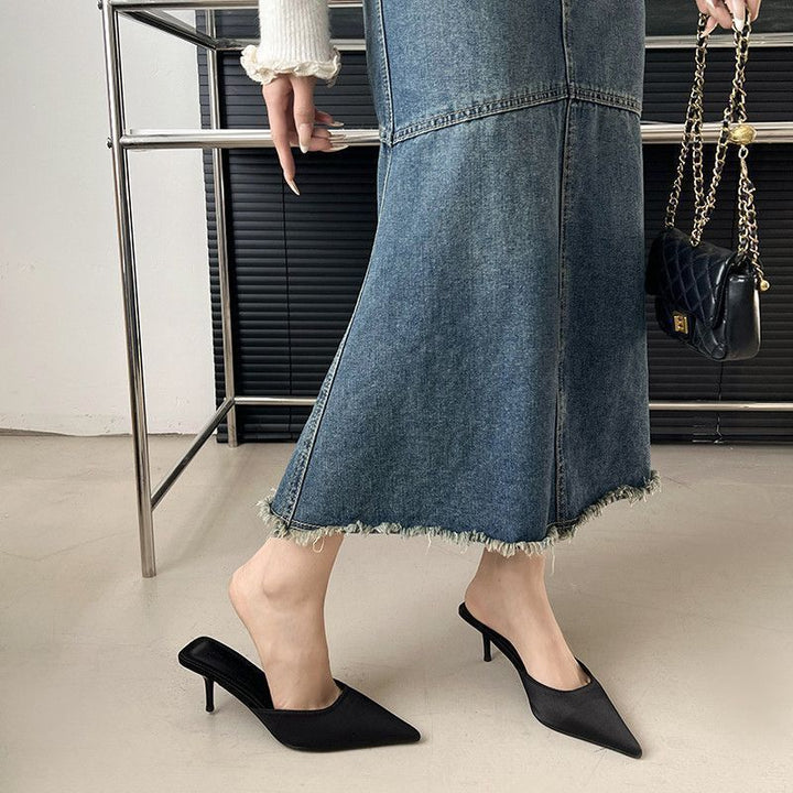 Damen Spitz zulaufende Mule mit Leopardenprint und niedrigem Kitten-Absatz – Avérine