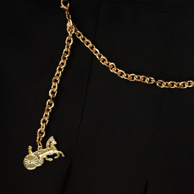Damen Eleganter Midirock mit einzigartigem Kettendetail Echoarchiv