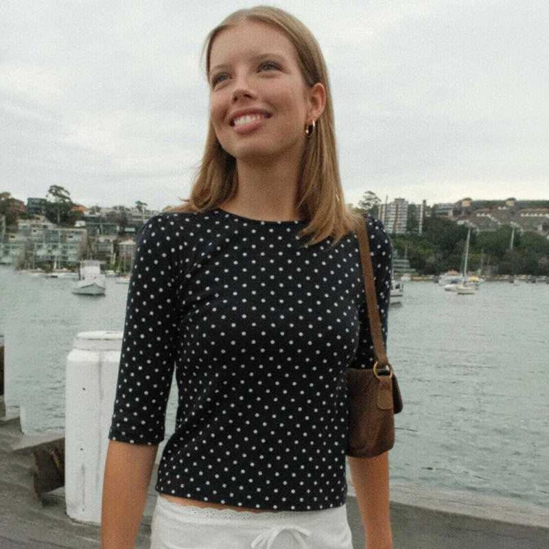 Damen Polka-Dot Langarmshirt mit bequemem Schnitt und modischem Design Echo Archiv