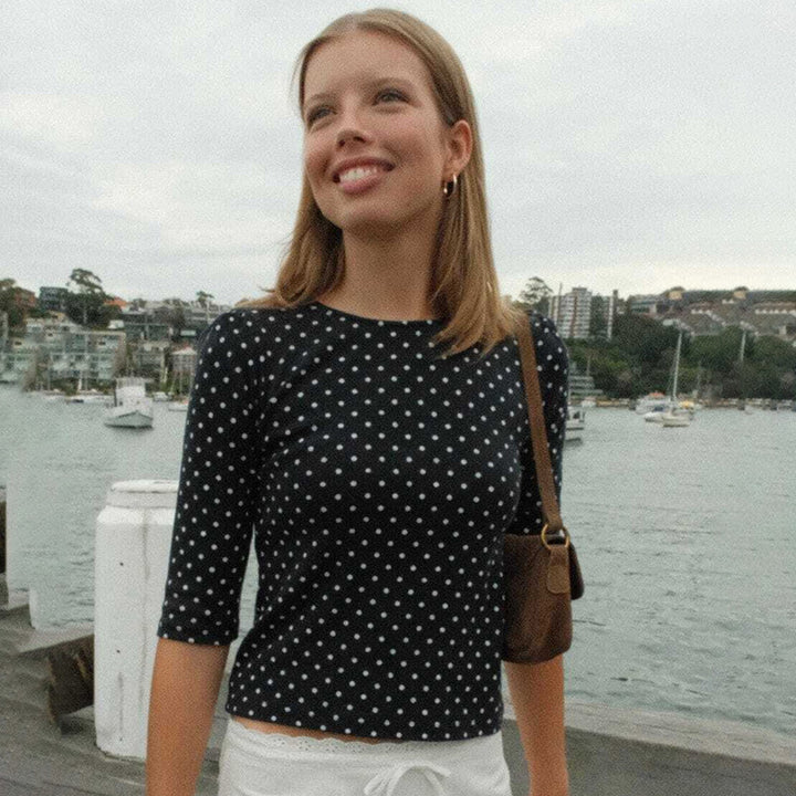 Damen Polka-Dot Langarmshirt mit bequemem Schnitt und modischem Design Echo Archiv