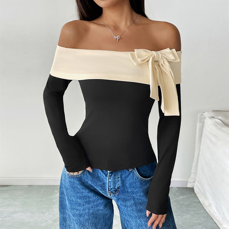Damen Off-Shoulder Oberteil mit Schleifen-Detail Echo Archiv