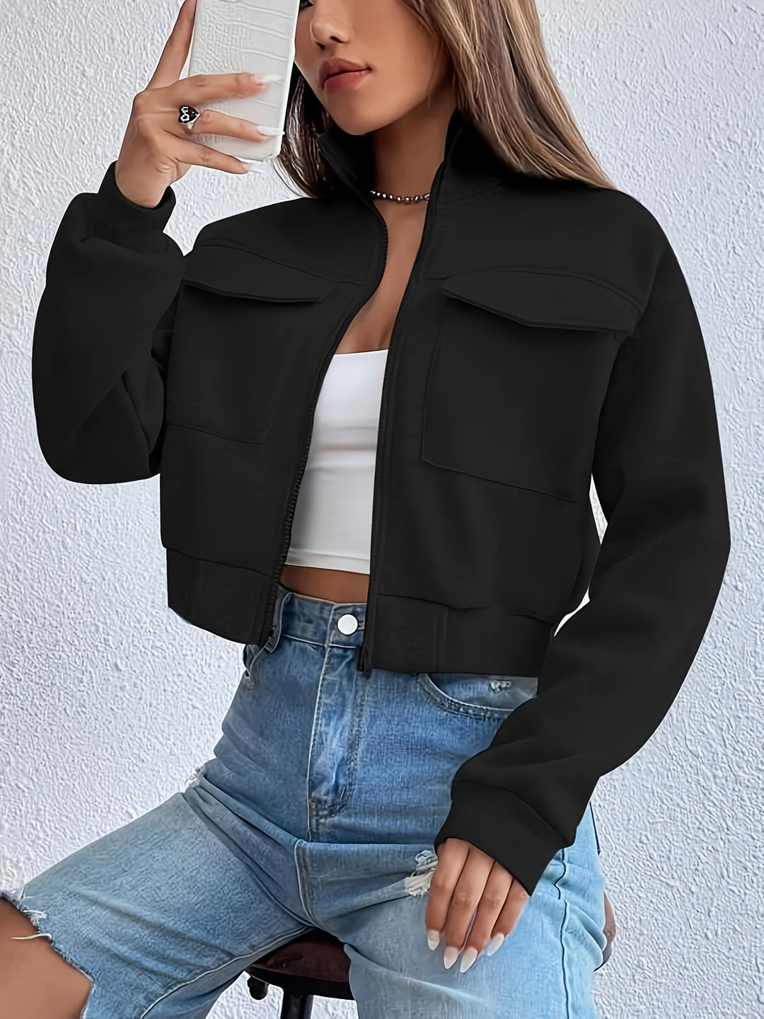 Damen Modische und bequeme cropped Freizeitjacke