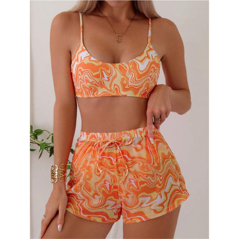 Damen Bikini-Set mit modischem Gummizug und trendy Wellenmuster Echo Archiv