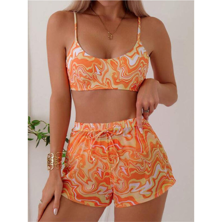 Damen Bikini-Set mit modischem Gummizug und trendy Wellenmuster Echo Archiv