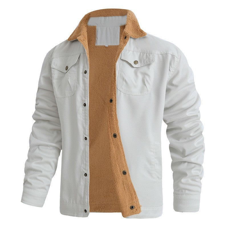 Herren nan gefütterte Canvasjacke mit Teddyfell-Innenfutter und Hemdkragen Echo Archiv