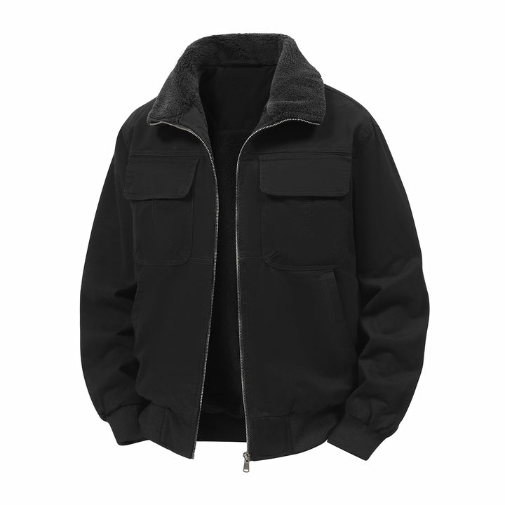 Herren Thermo-Bomberjacke im Fieldstil mit Teddykragen, aufgesetzten Brusttaschen & Reißverschluss Echoarchiv