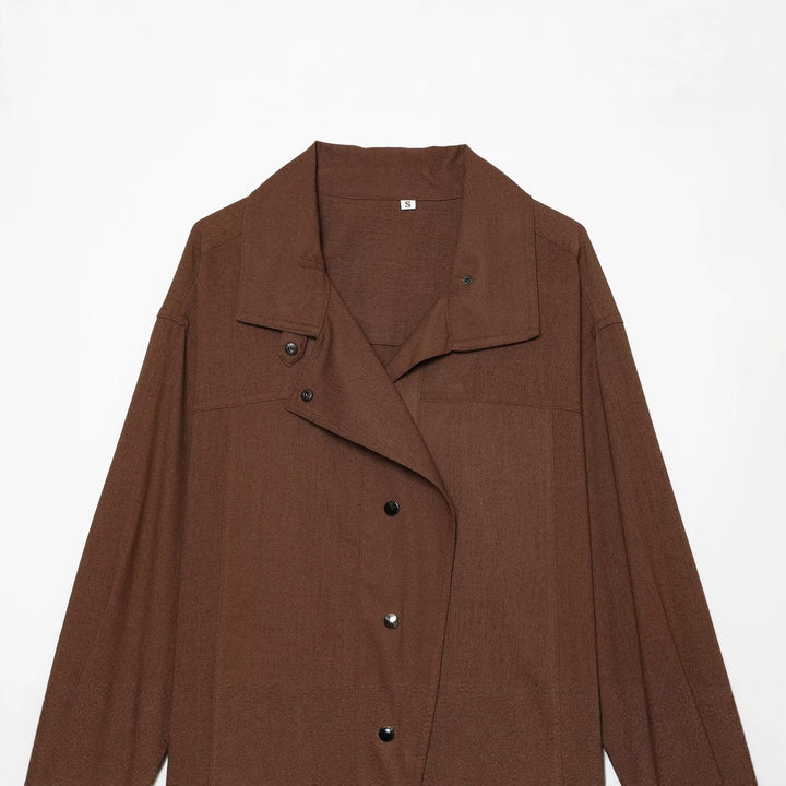 Damen Oversize Hemdblusen-Jacke mit Druckknopfblende und weiter Passform Echo Archiv