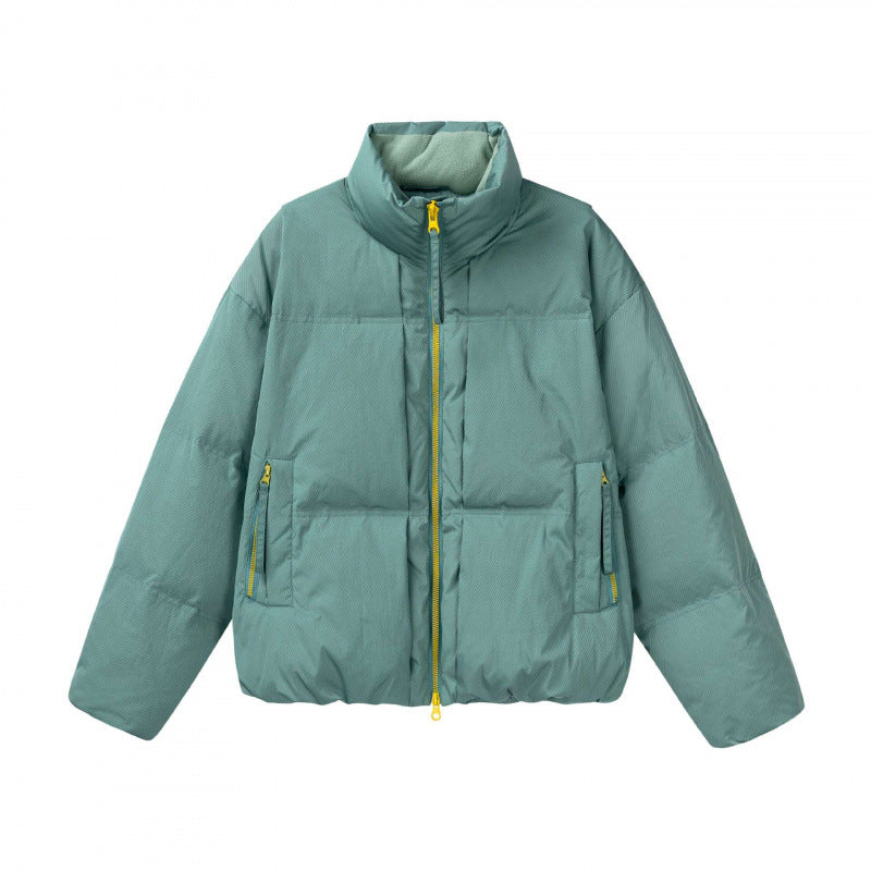Damen Kurze Oversize-Steppjacke mit hohem Stehkragen und Kontrast-Reißverschluss Echo Archiv