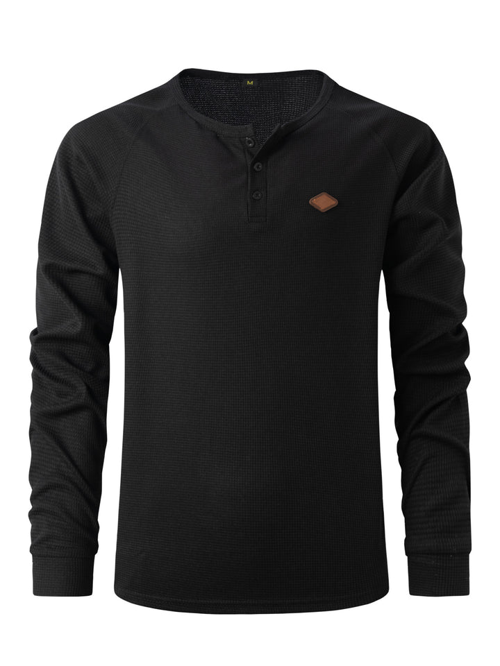Herren Langarmshirt mit Knopfleiste und strukturiertem Design Echoarchiv