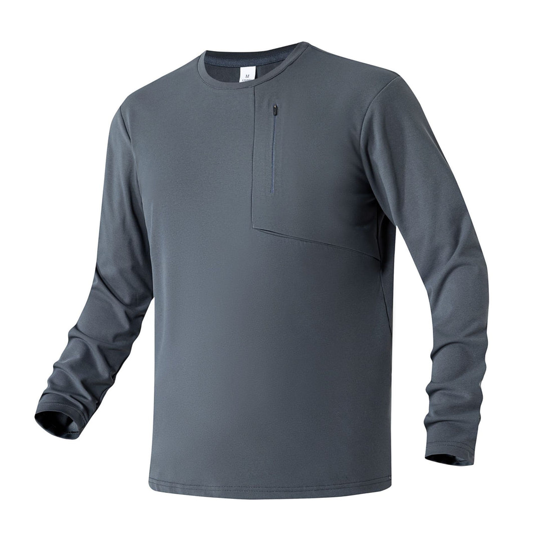 Herren Atmungsaktives Performance-Langarmshirt mit Brustreißverschlusstasche und ergonomischen Nähten Echo Archiv