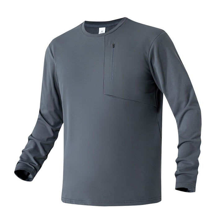 Herren Atmungsaktives Performance-Langarmshirt mit Brustreißverschlusstasche und ergonomischen Nähten Echo Archiv