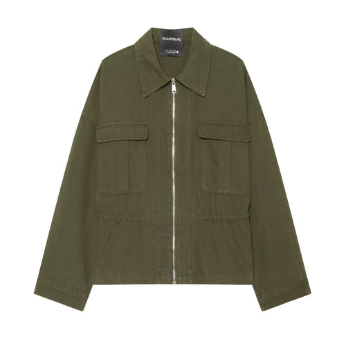 Damen Kurzer Utility‑Blouson mit Frontreißverschluss, Pattentaschen und Taillenraffung Echo Archiv
