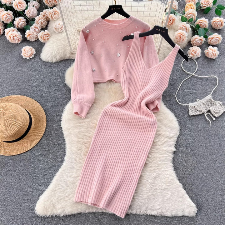 Damen Strickkleid mit elegantem V-Ausschnitt Echo Archiv