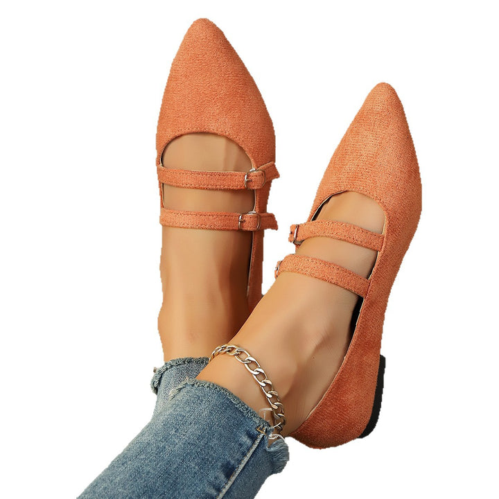 Damen spitze Mary-Jane Ballerinas mit doppelt verstellbaren Schnallenriemen und gepolstertem Komfortfußbett – Lioré