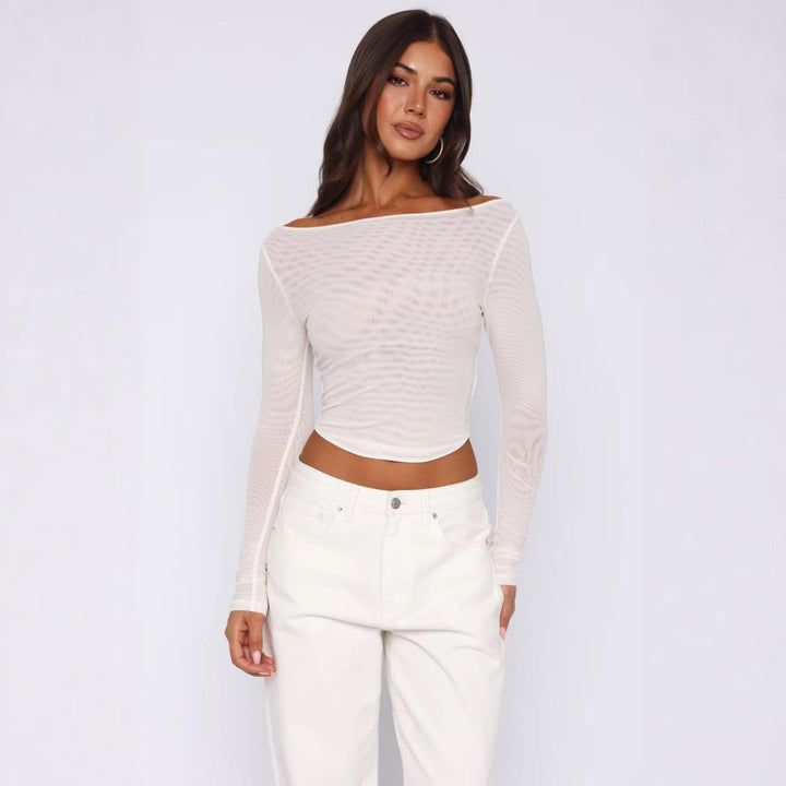 Damen Elegantes Langarm-Top mit schöner Transparenz Echo Archiv