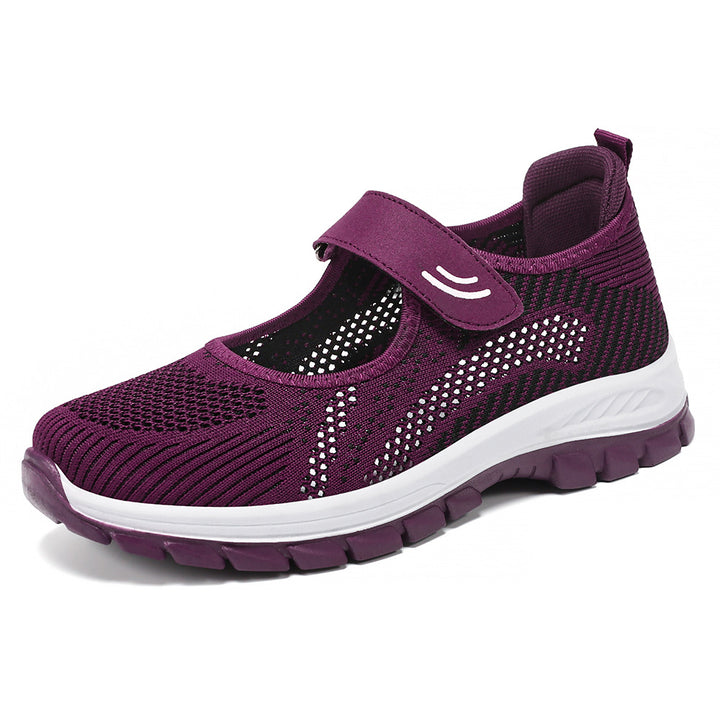 Damen nan leichter gestrickter Mary-Jane-Sneaker mit Klettverschluss, atmungsaktivem Strickobermaterial und stoßdämpfender EVA-Flexsohle Echo Archiv