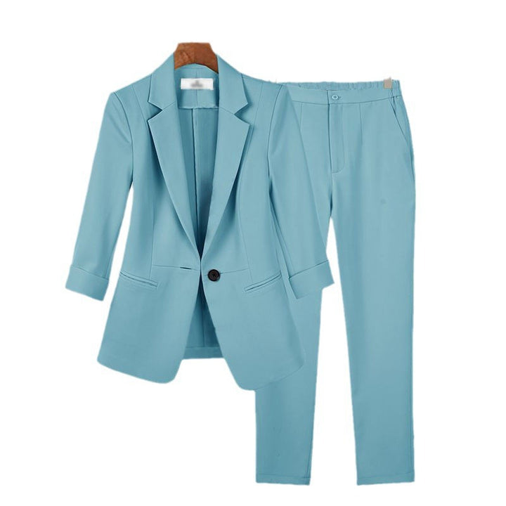 Damen nan schlanker Zweiteiler Business-Blazer mit krempelbaren 3/4-Ärmeln und hochgeschnittener Tapered-Hose Echo Archiv
