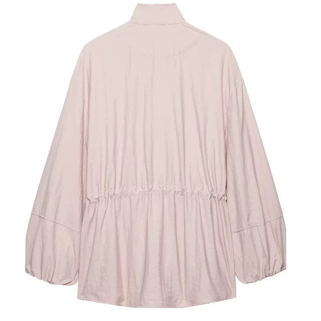 Damen Leichte Oversize‑Utilityjacke mit Tunnelzug‑Taillierung, Stehkragen und Ballonärmeln Echo Archiv