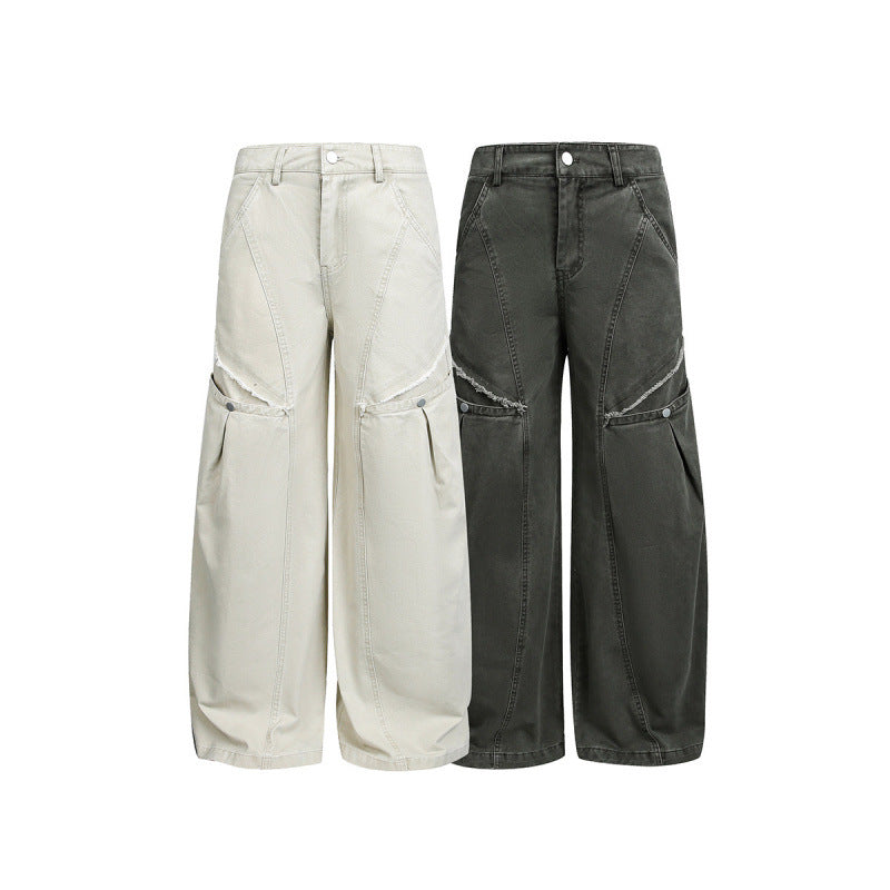 Damen Weite Ballon-Cargo-Hose mit hoher Taille, großen Pattentaschen und sichtbaren Nahtdetails Echo Archiv