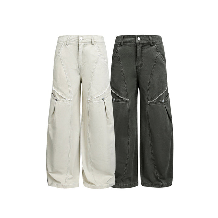 Damen Weite Ballon-Cargo-Hose mit hoher Taille, großen Pattentaschen und sichtbaren Nahtdetails Echo Archiv