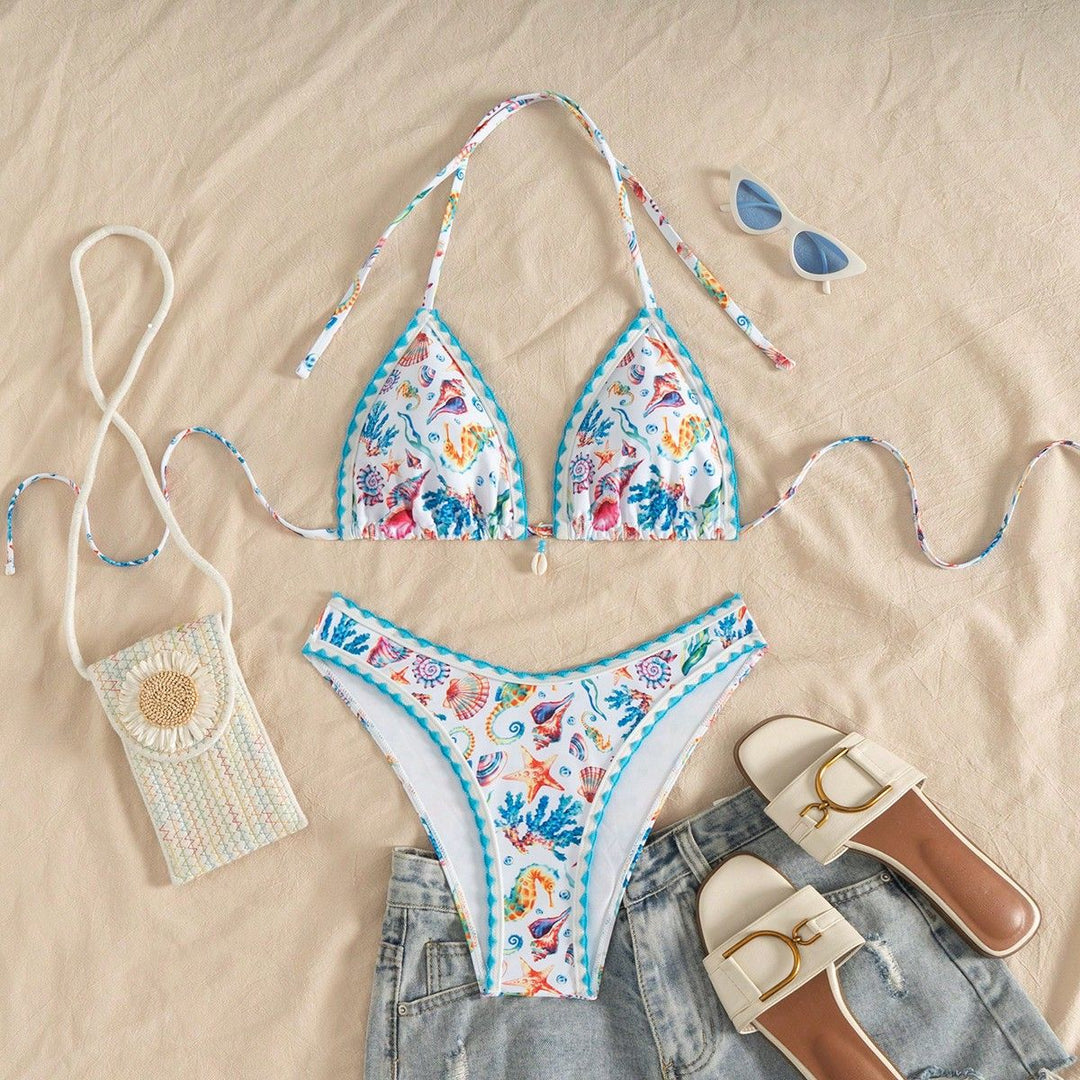 Damen Triangel-Bikini mit maritimem Muster Echo Archiv