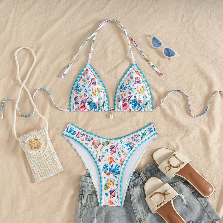 Damen Triangel-Bikini mit maritimem Muster Echo Archiv