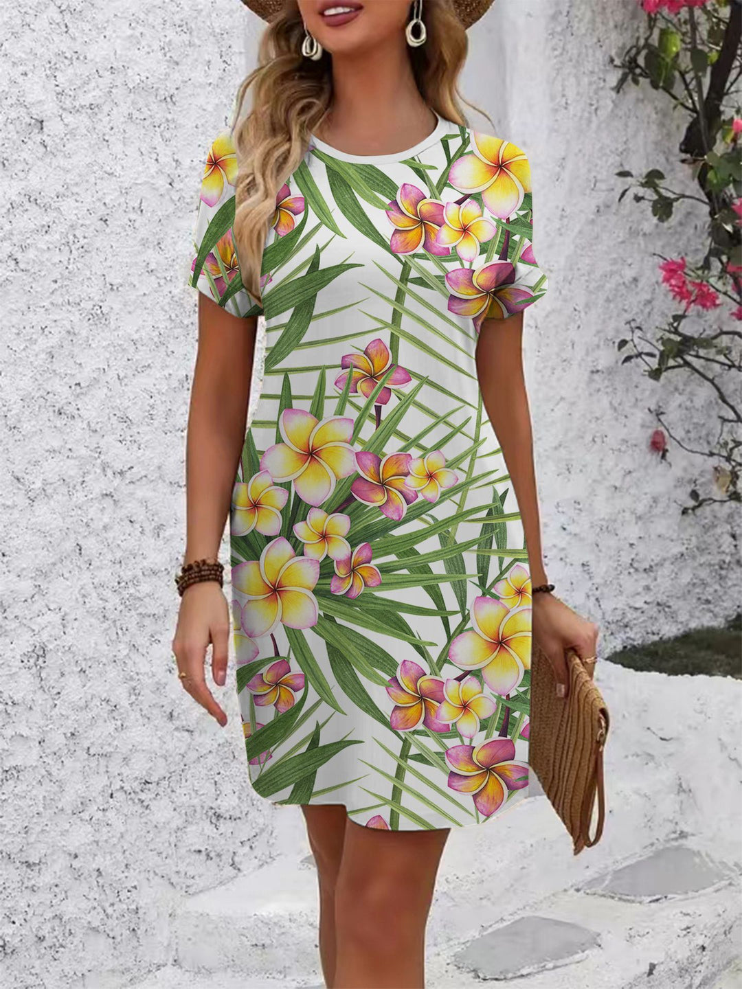 Damen komfortables Freizeitkleid mit lebhaftem Blumenmuster und lockerer Passform Echo Archiv