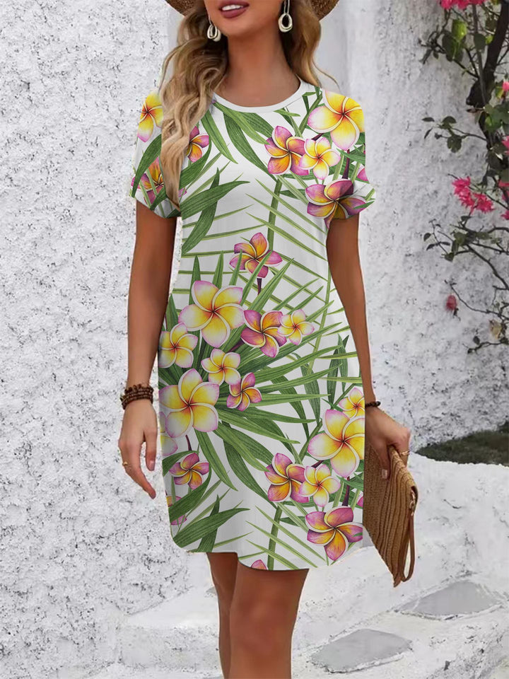 Damen komfortables Freizeitkleid mit lebhaftem Blumenmuster und lockerer Passform Echo Archiv