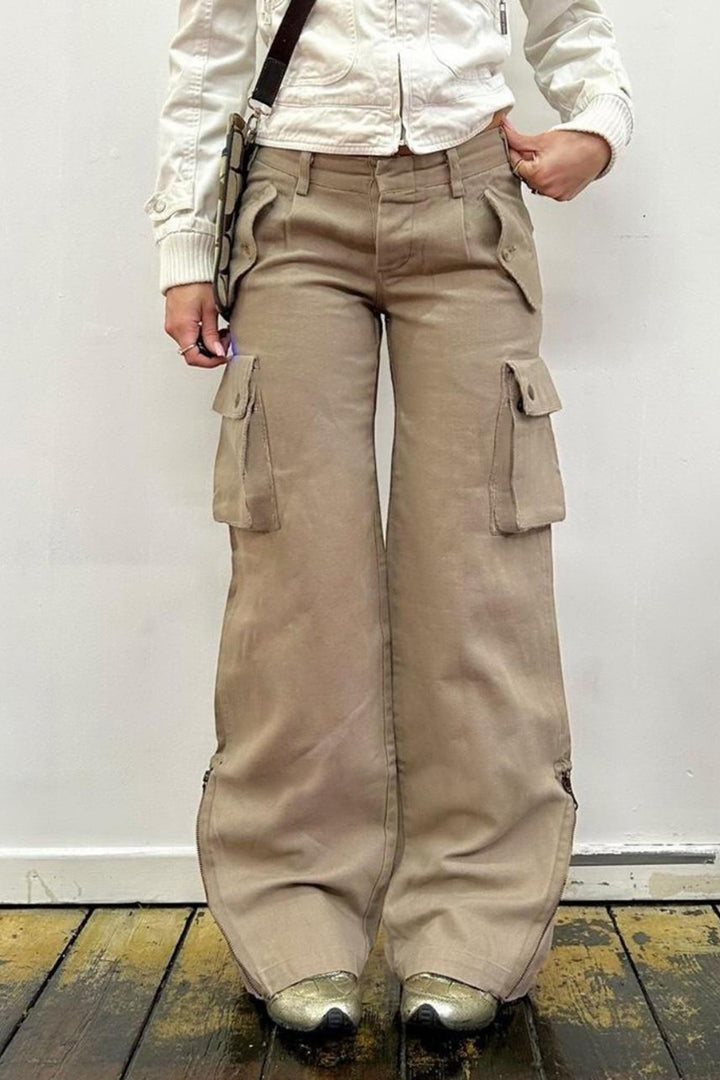 Damen lockere Cargo-Hose mit praktischen Taschen und weitem Bein Echo Archiv