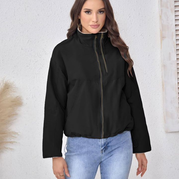 Damen Leichte gefütterte Übergangsjacke mit Stehkragen und Teddyfutter Echoarchiv